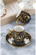 Acar Grace Gold 6 Kişilik Kahve Fincanı Takımı Siyah-Beyaz 90 ml 05093