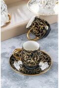 Acar Grace Gold 6 Kişilik Kahve Fincanı Takımı Siyah-Beyaz 90 ml 05093