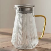 Kapris Metal Kapaklı Tırtıklı Cam Sürahi 1500 Ml SA6860