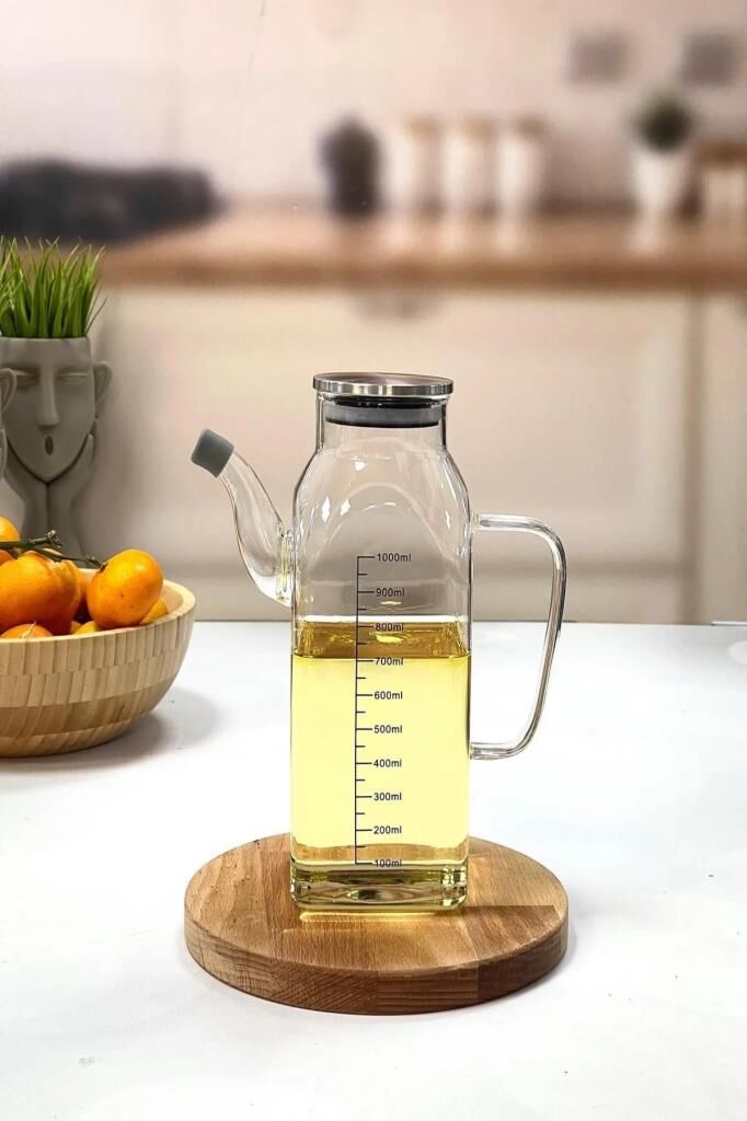 Joe Metal Kapaklı Borosilikat Cam Yağlık 1000 ml TR4389