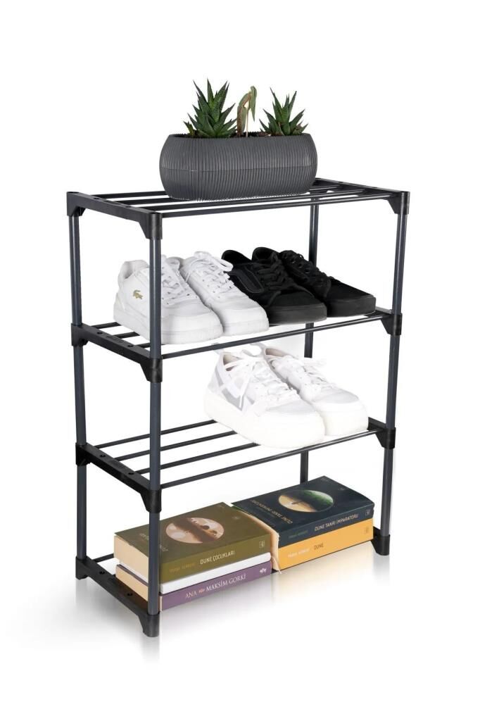 Kapris 4 Katlı Çok Amaçlı Ayakkabılık Metal Raf