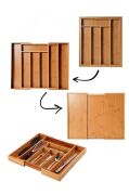 Kapris Ayarlanabilir Çekmece İçi Bambu Kaşıklık Organizer KAP-1441