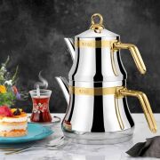 Lines Naz Altın Kemerli Mini Boy Çaydanlık Takımı No: 2