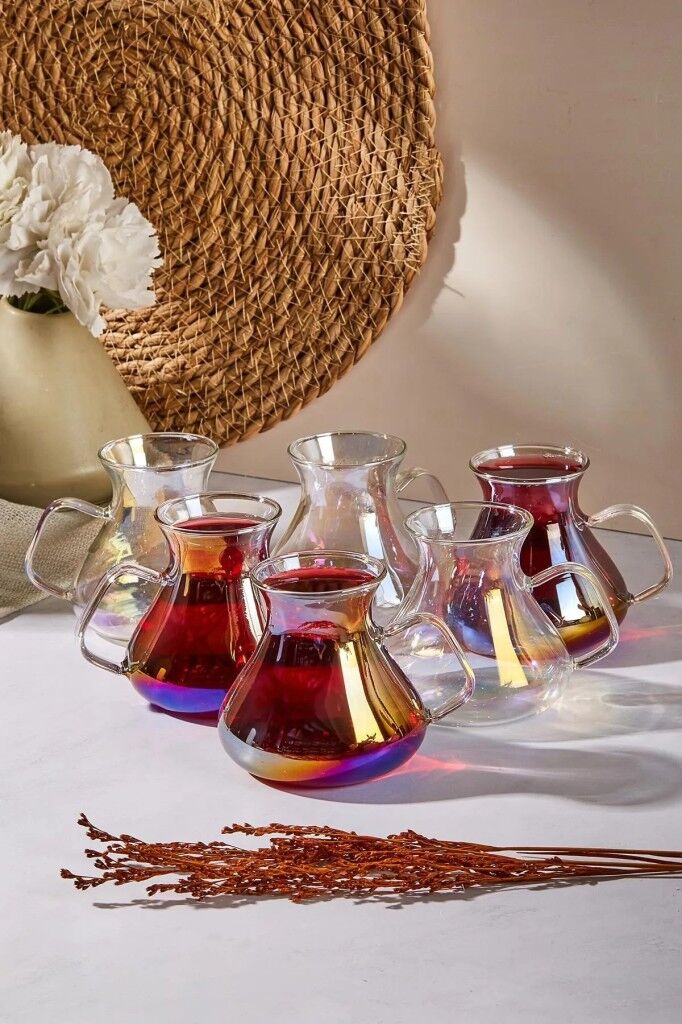 Perotti Ehl-i Keyf Luster 6'lı Borosilikat Cam Çay Bardağı Seti 200ml 16014
