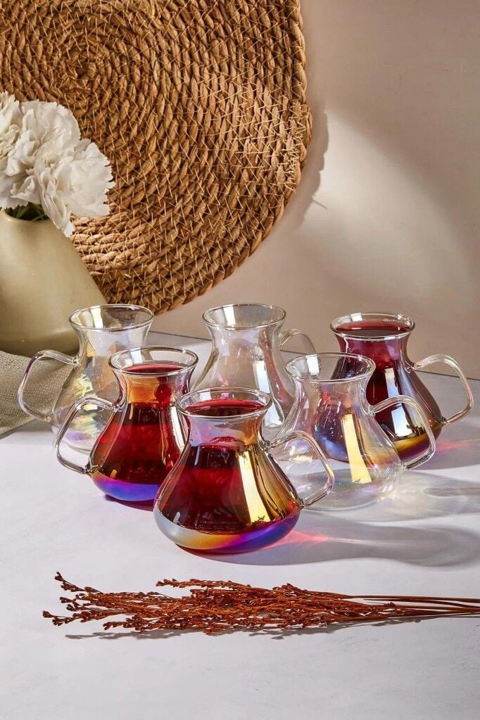 Perotti Ehl-i Keyf Luster 6'lı Borosilikat Cam Çay Bardağı Seti 200ml 16014