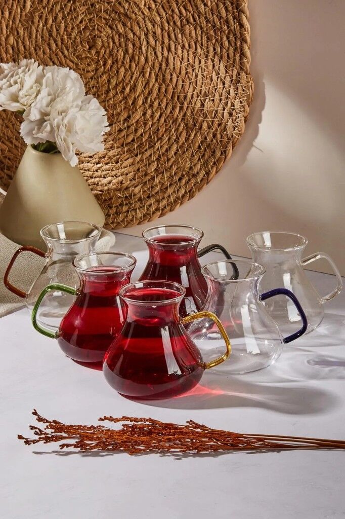 Perotti Ehl-i Keyf Renkli 6'lı Borosilikat Cam Çay Bardağı Seti 200ml 16013