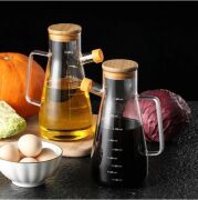 Kapris 2 Adet Bambu Kapaklı Borosilikat Cam Yağlık Sirkelik 900ml 9928