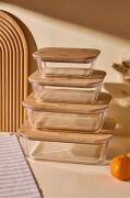 Perotti Locky Bamboo 4 Lü Cam Saklama Kabı 1500+1050+640+370 ML