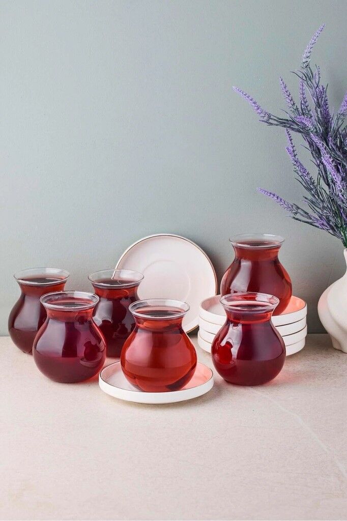 Perotti Kanlıca Gold 12 Parça 6 Kişilik Cam Çay Seti 210 ML 18109