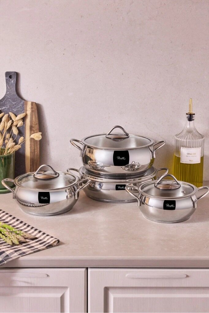 Perotti Burgaz İndüksiyon Tabanlı 8 Parça Çelik Tencere Seti 40047