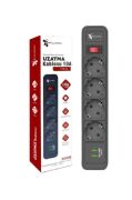 Fulltech Termal Akım Korumalı, Isıya Dayanıklı 4'lü Priz 2 m 2 USB'li  FTR-04
