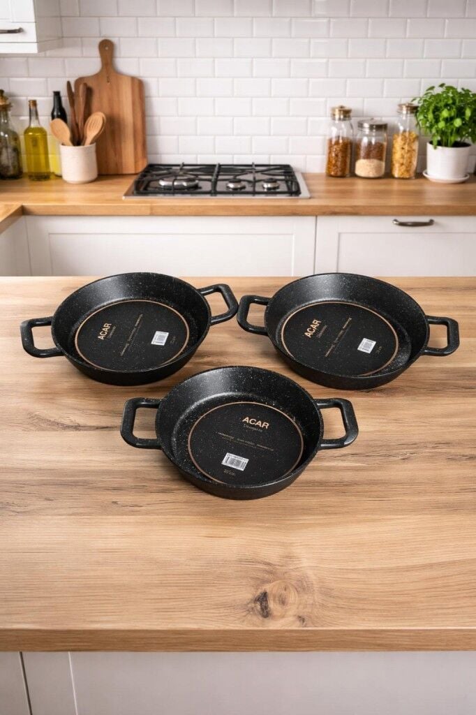 Acar Diamante 3 Lü Döküm Sahan Set 20+22+24 Cm