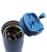 Tohana 75320 French Press Termos Mavi Paslanmaz Çelik Termos Mug 450 Ml