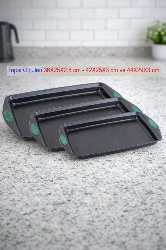 Arow Pimenta Silikon Saplı 3 Lü Fırın Tepsisi TR-4664