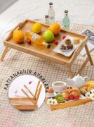 Kapris Katlanır Ayaklı Bambu Tepsi Yatak Keyif Tepsisi Masası 50X30 Cm KAP-112