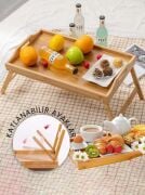 Kapris Katlanır Ayaklı Bambu Tepsi Yatak Keyif Tepsisi Masası 50X30 Cm KAP-112