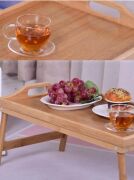 Kapris Katlanır Ayaklı Bambu Tepsi Yatak Keyif Tepsisi Masası 50X30 Cm KAP-112