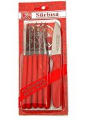 Sürbısa 6 Lı Meyve Bıçağı Kırmızı 61007