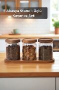 Mien Akasya Kapaklı 3 Lü Cam Kavanoz Seti 0125