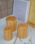 Kapris 3'lü Bambu Kavanoz Baharatlık Şekerlik