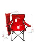 2 Adet Katlanır Kamp Sandalyesi Taşıma Çantalı Bardaklıklı Kırmızı