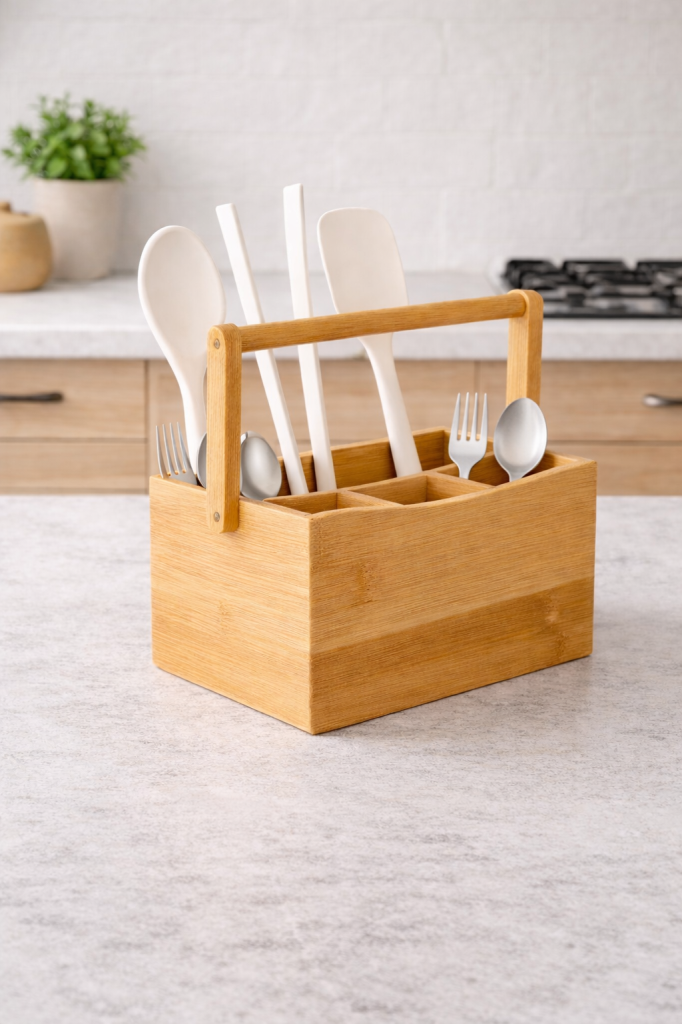 Mien 4 Bölmeli Kulplu Bambu Kaşıklık 622