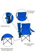 Katlanır Kamp Sandalyesi Taşıma Çantalı Bardaklıklı Mavi