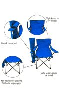 Katlanır Kamp Sandalyesi Taşıma Çantalı Bardaklıklı Mavi
