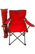 Katlanır Kamp Sandalyesi Taşıma Çantalı Bardaklıklı Kırmızı
