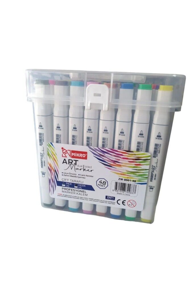 Mikro Çift Uçlu Fosforlu Kalem Art Marker 48 Renk