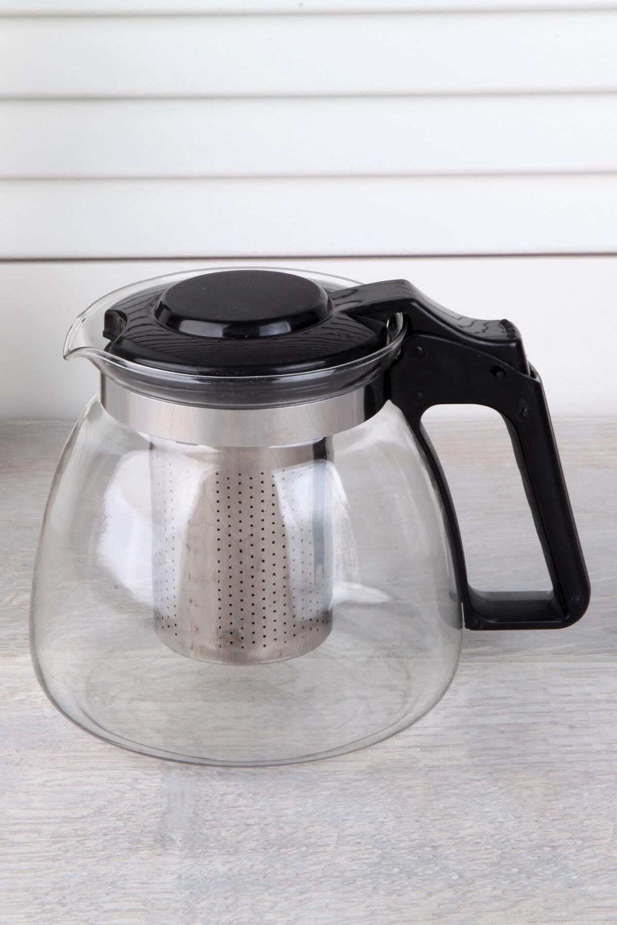 Kapris Isıya Dayanıklı Cam Demlik Süzgeçli Bitki Demliği 900ml