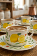 Acar Limon Desenli 6 Kişilik Kahve Fincanı Takımı 90 ml 09502