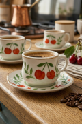 Acar Kiraz Desenli 6 Kişilik Kahve Fincanı Takımı 90 ml 09502