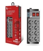 Fulltech Termal Akım Korumalı 8 Li Uzatma Kablosu  3XUsb 2 Mt 16 Amper FTR-08
