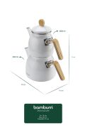 Bambum Sultan Bambu Kulplu Emaye Çaydanlık Takımı Beyaz 6550