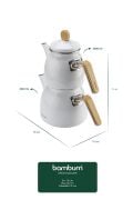 Bambum Sultan Bambu Kulplu Emaye Çaydanlık Takımı Beyaz 6550