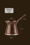 Ayvalı Desenli Döküm Cezve 4 Kişilik İndüksiyon Uyumlu 250 Ml Bakır 6025
