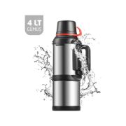 Kampcı Paslanmaz Çelik Termos 4 Litre 48 Saat Sıcak-Soğuk Silver 9009