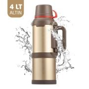 Kampcı Paslanmaz Çelik Termos 4 Litre 48 Saat Sıcak-Soğuk Gold 9009