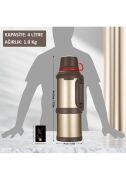 Kampcı Paslanmaz Çelik Termos 4 Litre 48 Saat Sıcak-Soğuk Gold 9009