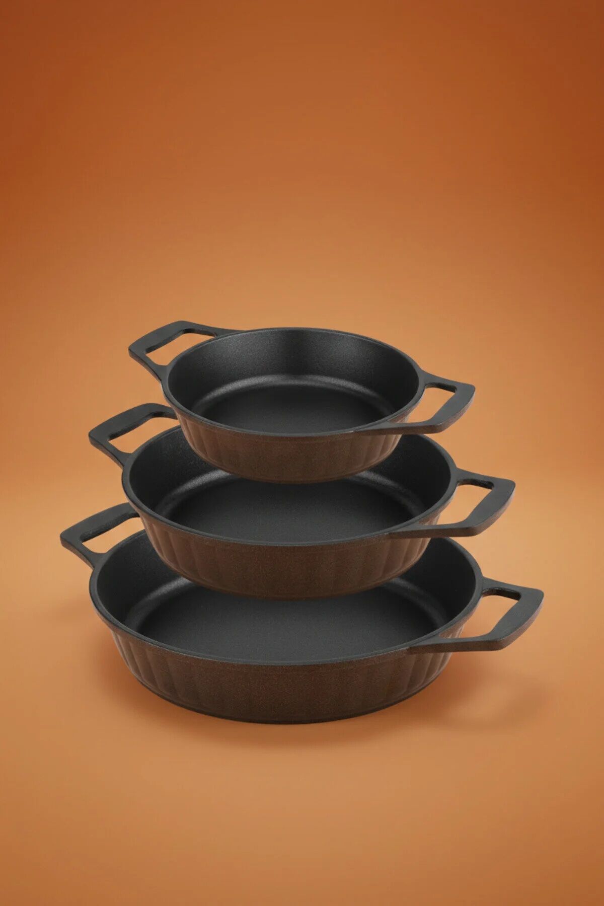 Bambum Lizbon 3'lü Döküm Sahan Seti Siyah 18-20-22 CM B6638
