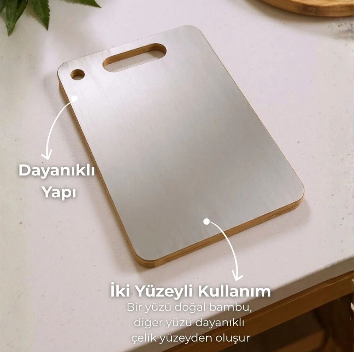 Bambum Stan Çift Taraflı Kesme Tahtası Büyük 24x34 cm B6714