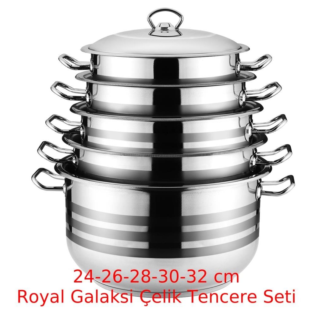 ROYAL GALAKSİ ÇELİK TENCERE SETİ 24-26-28-30-32 CM 5 TENCERE