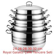 ROYAL GALAKSİ ÇELİK TENCERE SETİ 24-26-28-30-32 CM 5 TENCERE