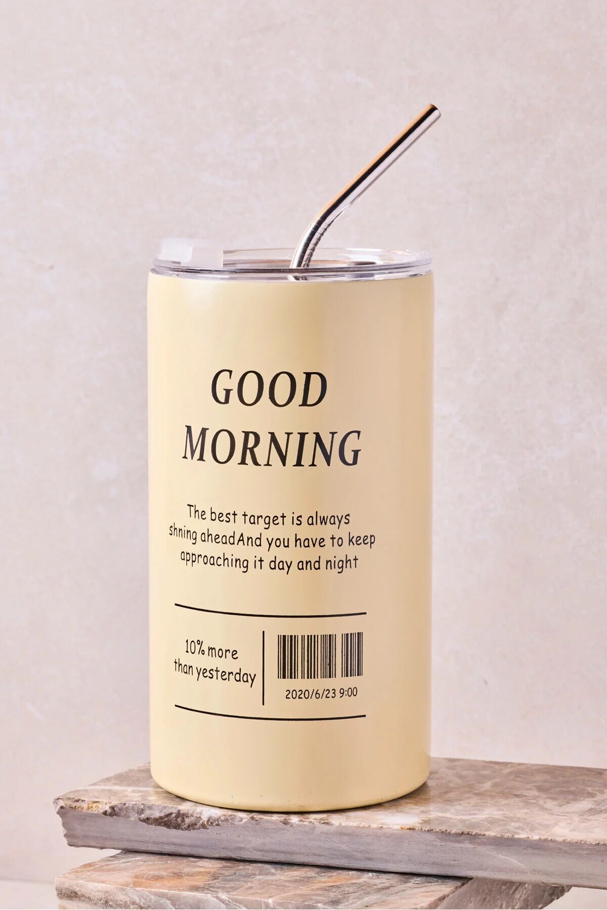 Perotti Beige Paslanmaz Çelik Pipetli Termos Bardak 600 ml 17214