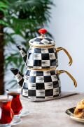 Acar Qualita King Emaye Damalı Çaydanlık Takımı 06375