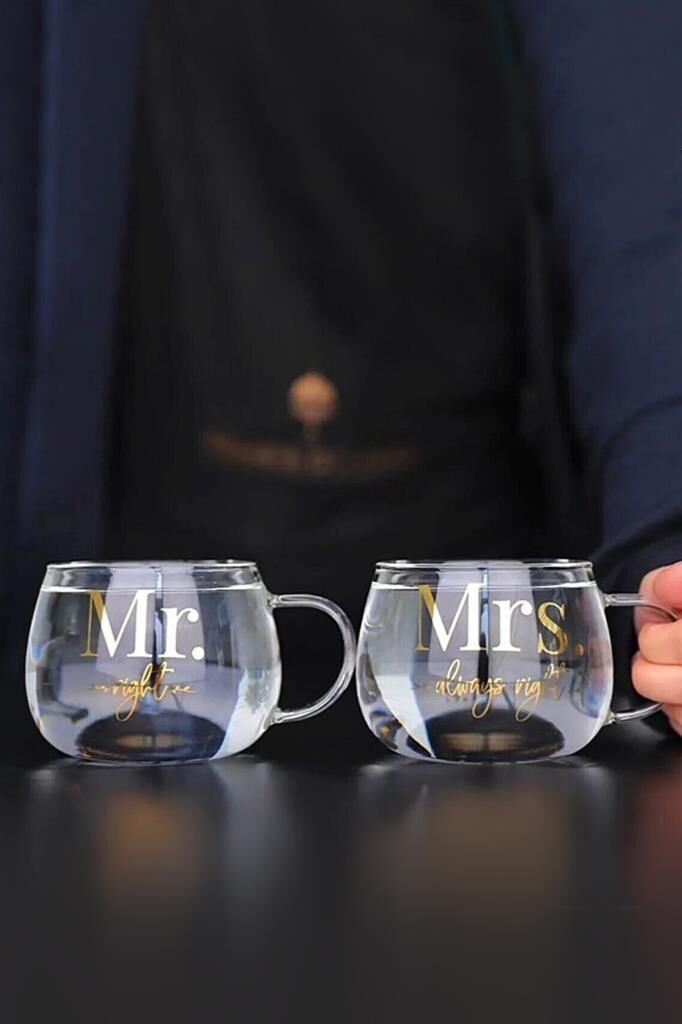 Perotti 2 Adet Mr.& Mrs. Cam Kupa Magnolya Bardağı 400ML 13771-15517