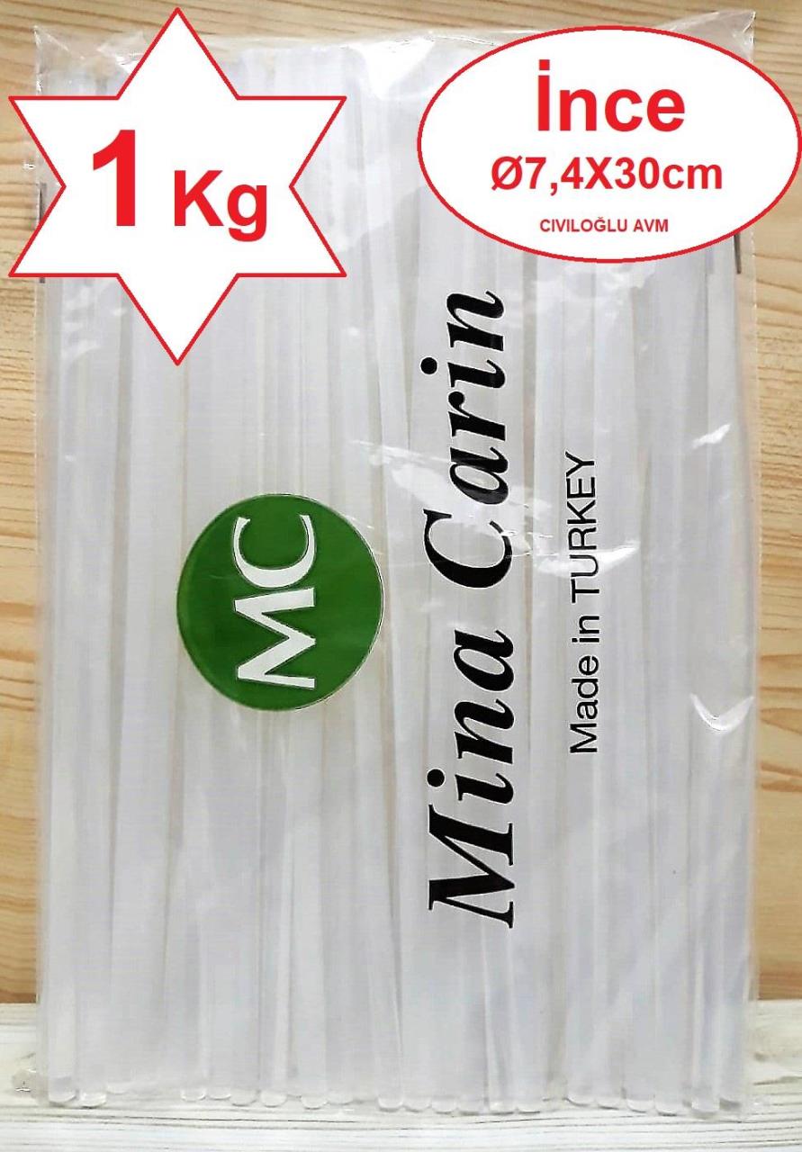 MİNA MUM SİLİKON İNCE Ø7,4X30CM SICAK MUM SİLİKON ÇUBUK UÇ 1 KG