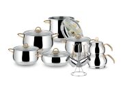 Lines Zeycan 18 Parça Clipso Paslanmaz Çelik Tencere Çeyiz Seti Altın Kulp