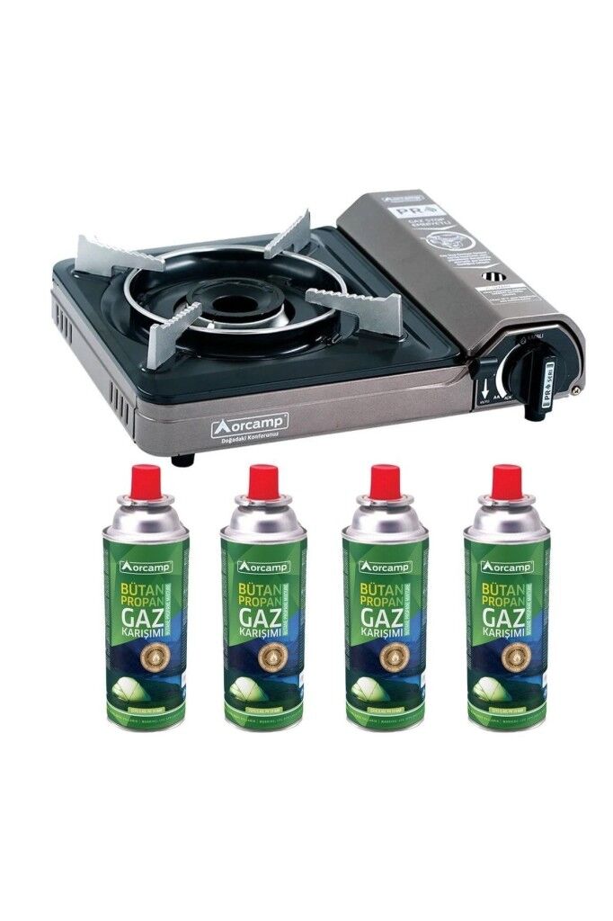 Orcamp Tekli Portatif Ocak Gri + 4 Adet 227 ml Kartuş